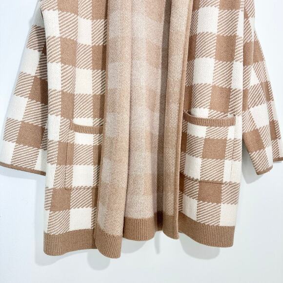Madewell Minetta Sweater Coat in Buffalo Check Merino Wool | Beige Cream | SZ M - Picture 7 of 11